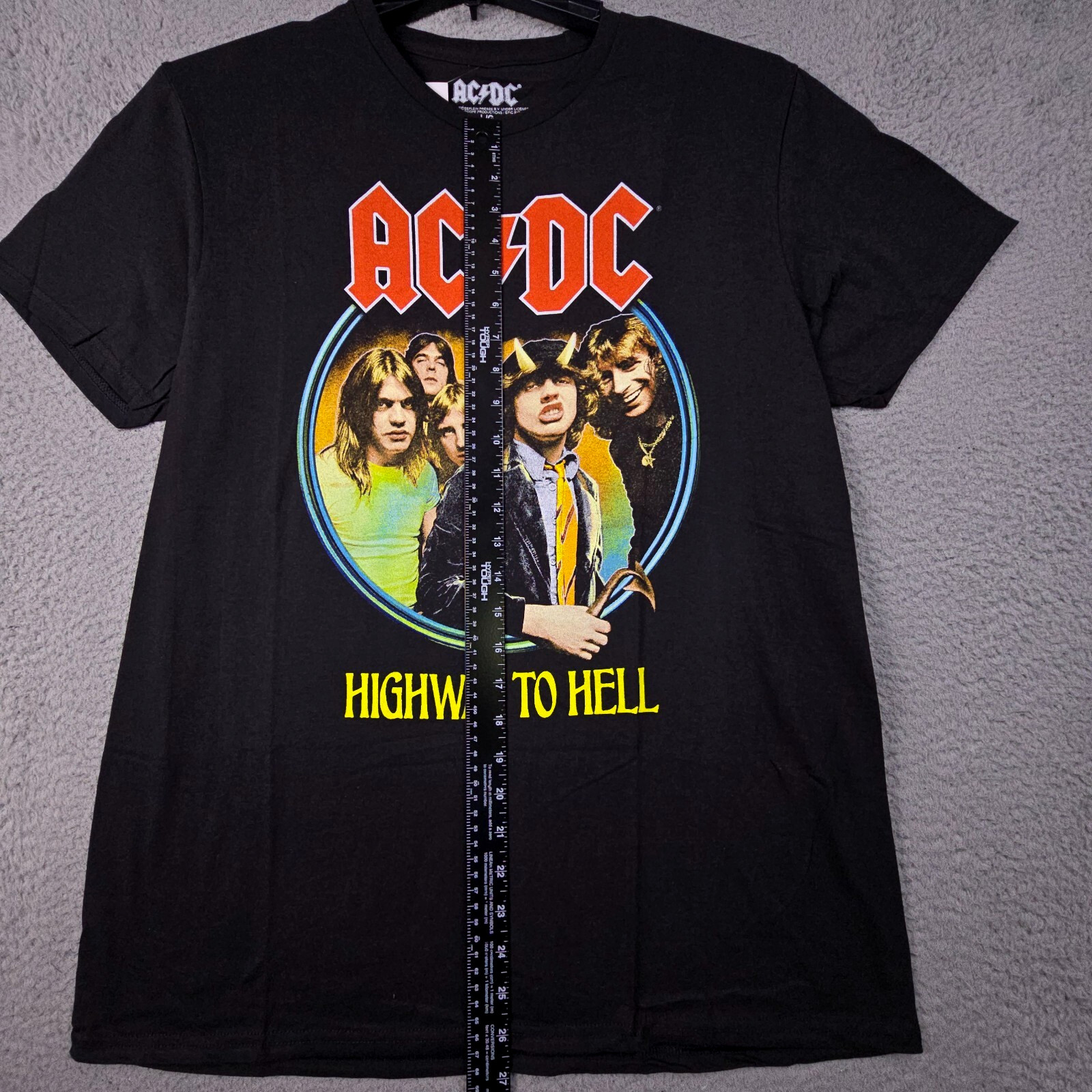 ACDC Shirt Mens LARGE L BLACK NEW HIGHWAY TOO HELL CONCERT TOUR ROCK Music NWT gallery