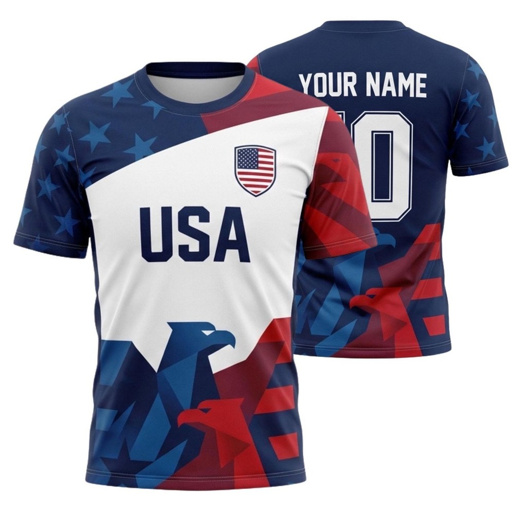 Custom USA Soccer Jersey Personalized Name Number Football Fan Shirt