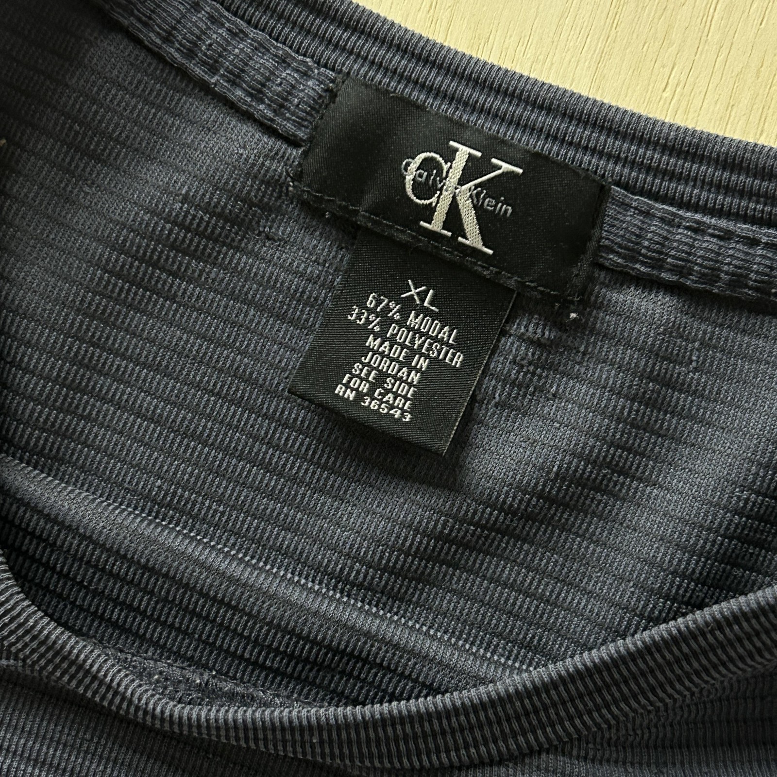 Calvin Klein Shirt Mens XL Blue Textured Striped Modal Blend Casual Tee T-Shirt gallery