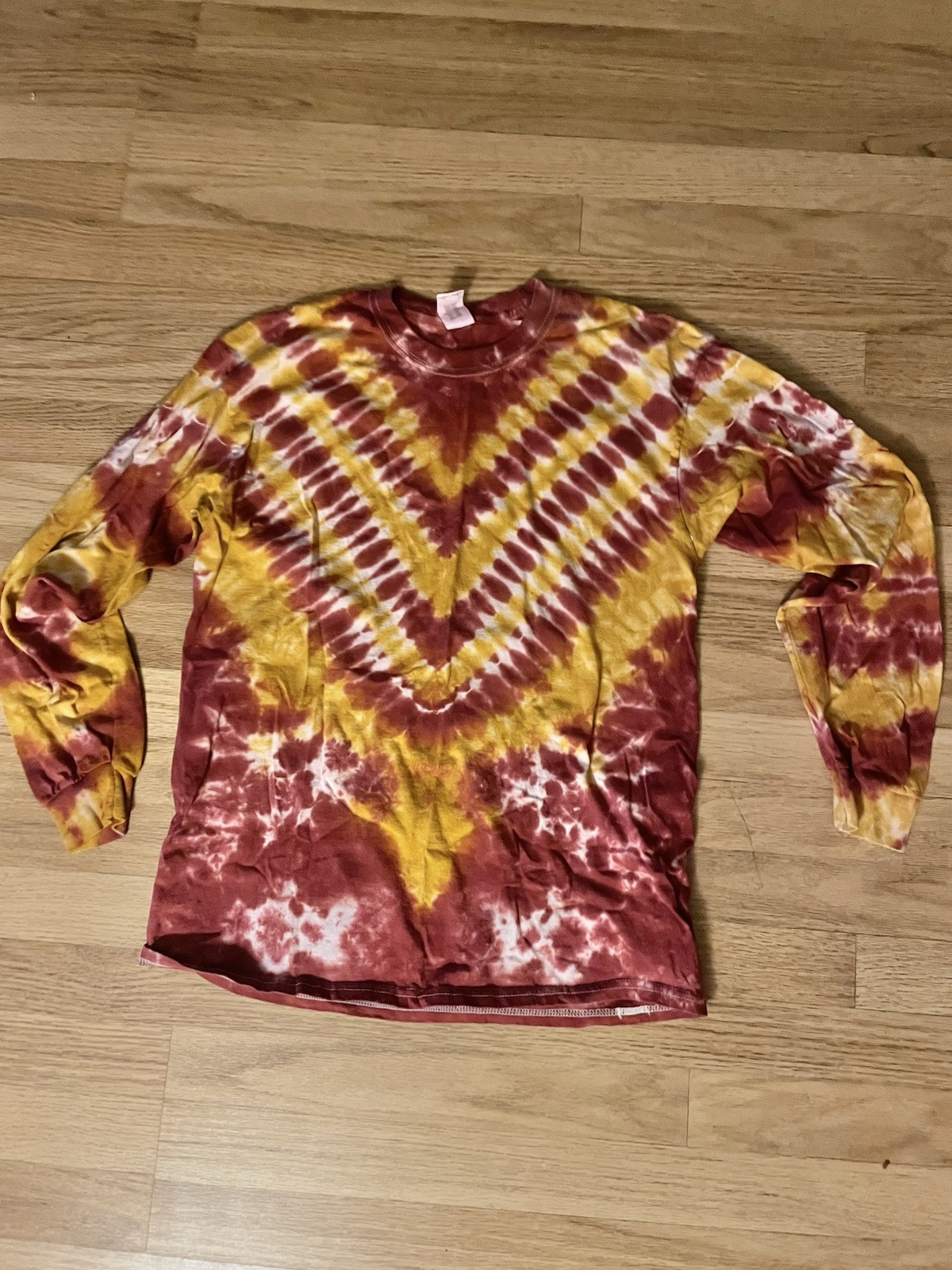 Handmaid tie-dye Large cotton Gilden Long Sleeve Maroon Red Yellow Gold gallery