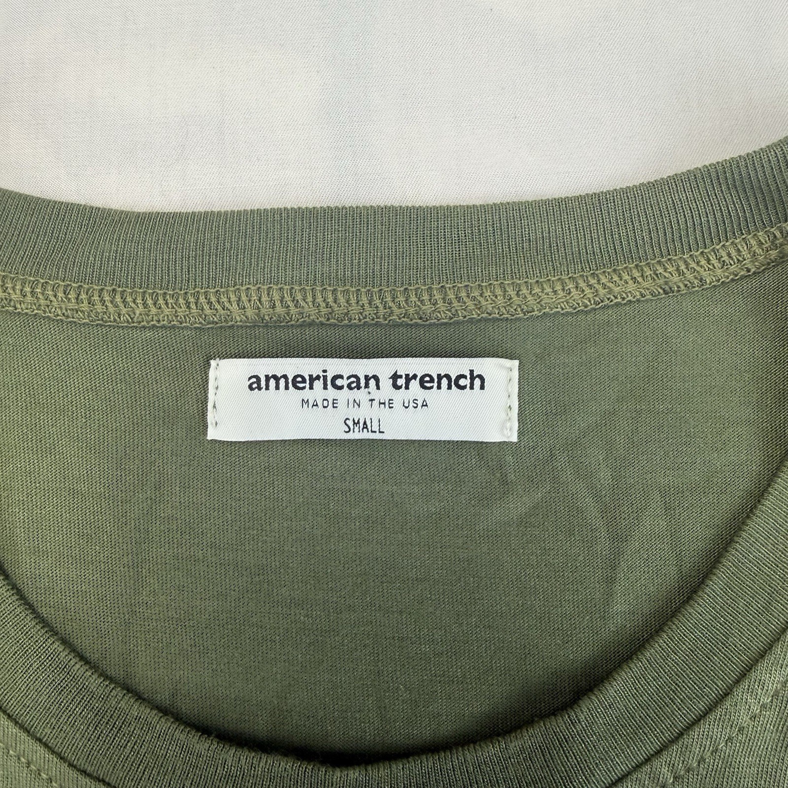 American Trench Made in USA Olive Green Crew Neck T Shirt Small gallery