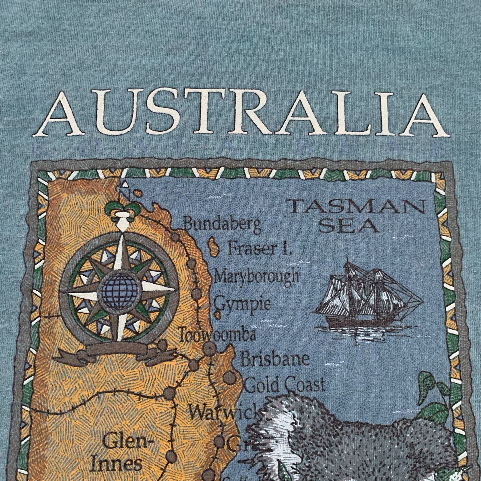 Vintage 90s Australia Koala Shirt Size L Tasman Sea Nature Animal Map gallery