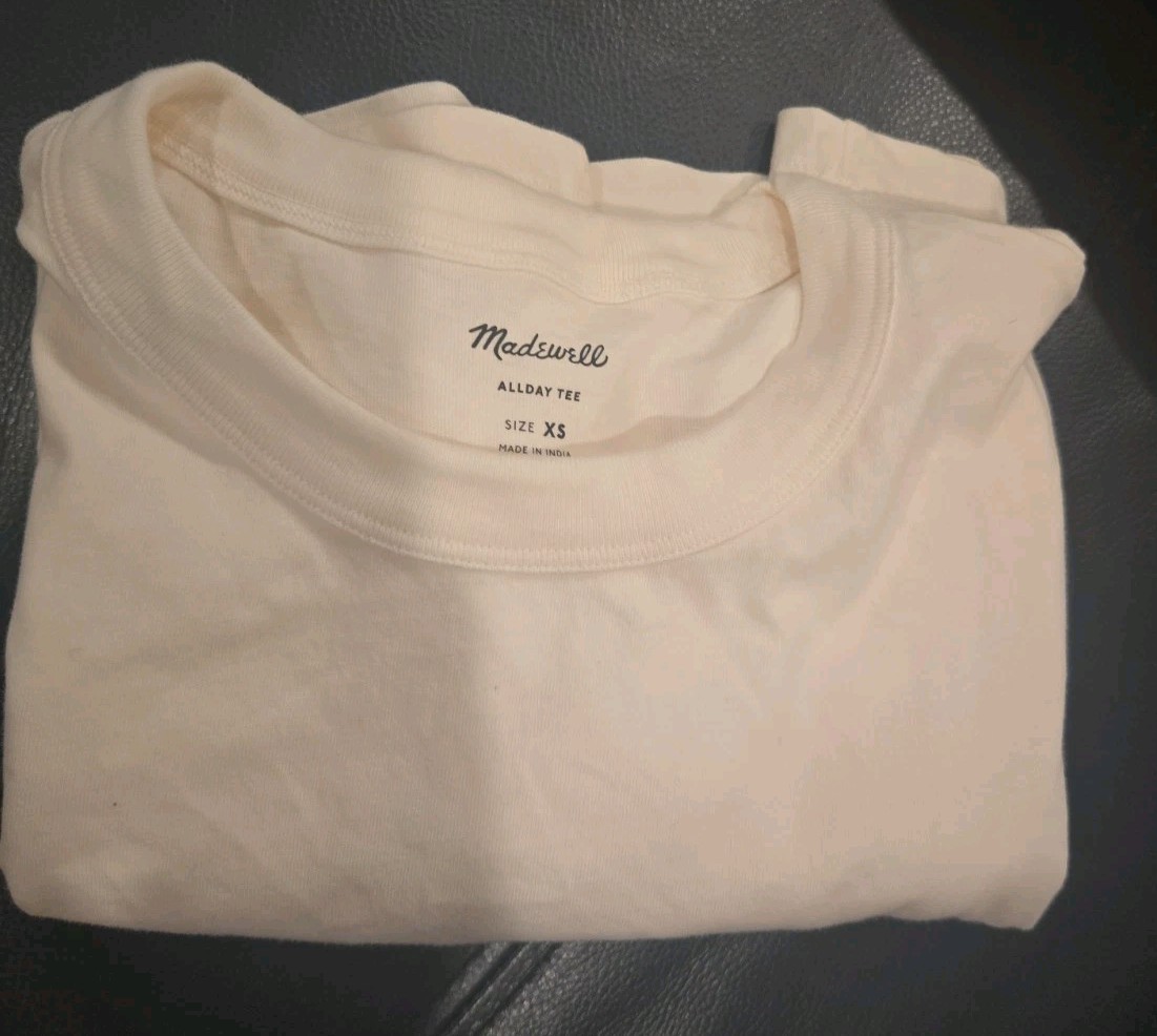 Madewell Garment Dyed Allday Crewneck Tee Lighthouse Ivory Mens XS XSMALL NWT gallery