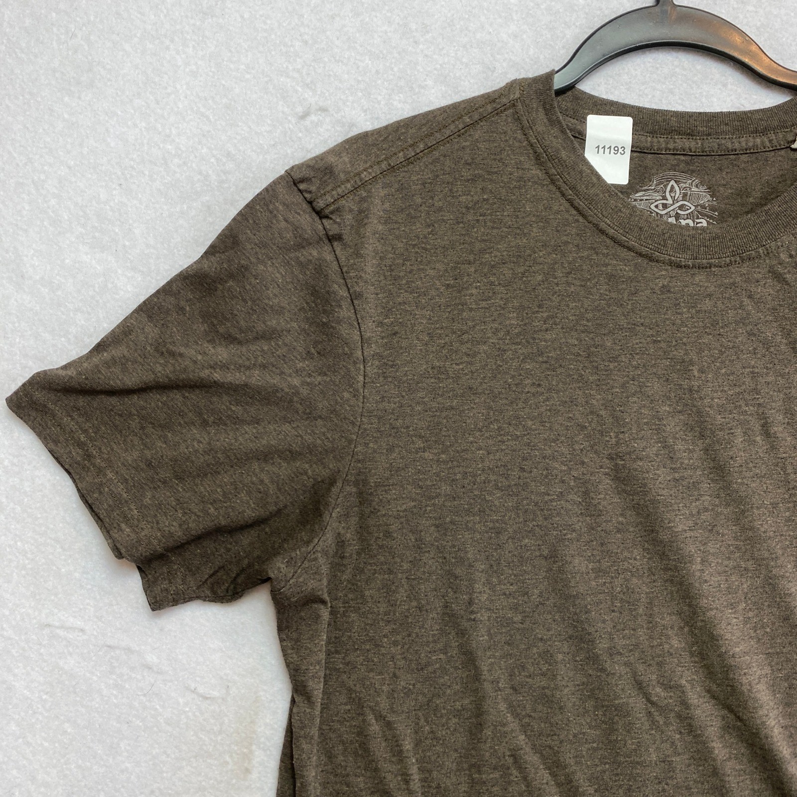 Prana T-Shirt Mens Medium Brown Short Sleeve Crew Neck Heathered Logo gallery