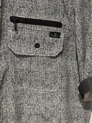 Marc Ecko Cut & Sew Men’s XL Short Sleeve Button Up Shirt Gray Black Zip Pocket