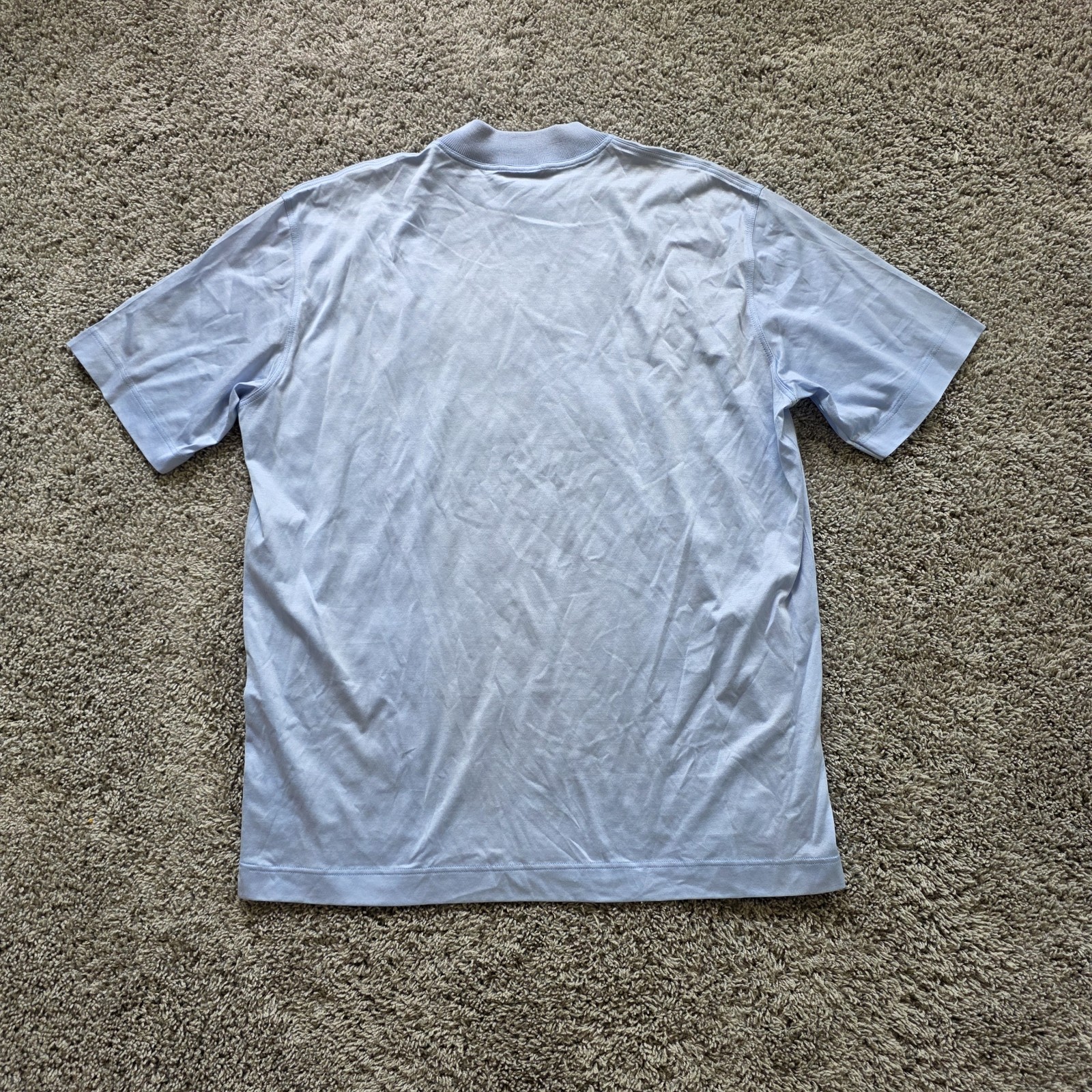 GRAN SASSO Mock Neck Short Sleeve Shirt Men LARGE L EU 54 Light Blue 100% COTTON gallery