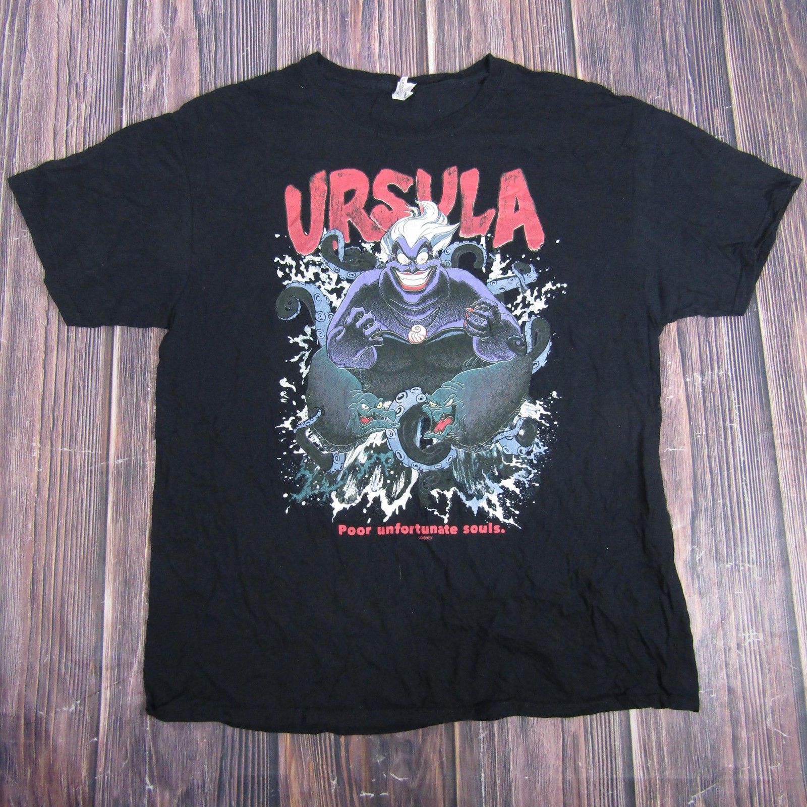 Ursula Shirt Mens Large Black Disney Villain Graphic Tee Fruit Of The Loom gallery