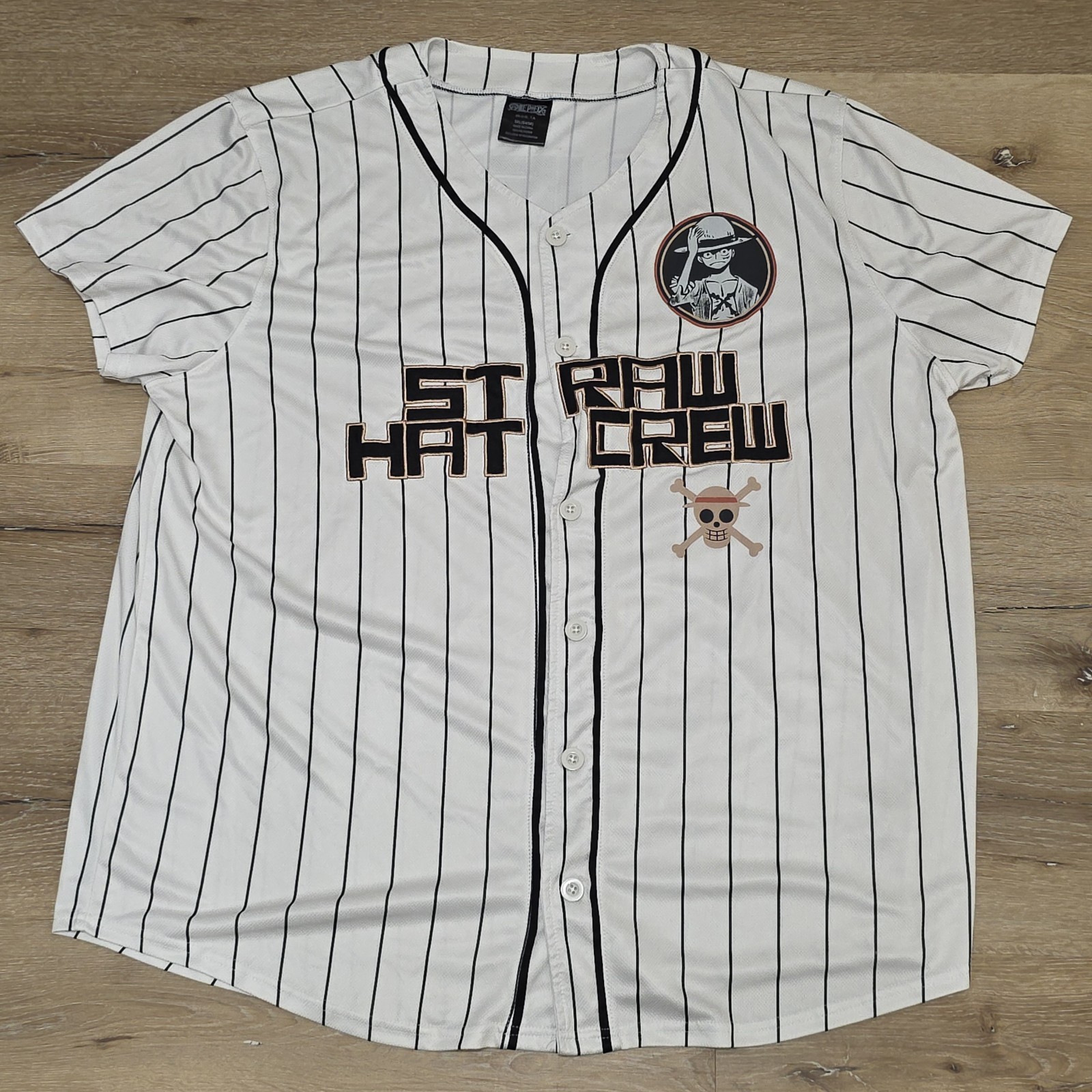 One Piece Straw Hat Crew Luffy #01 Baseball Jersey White – Mens Size 3XL