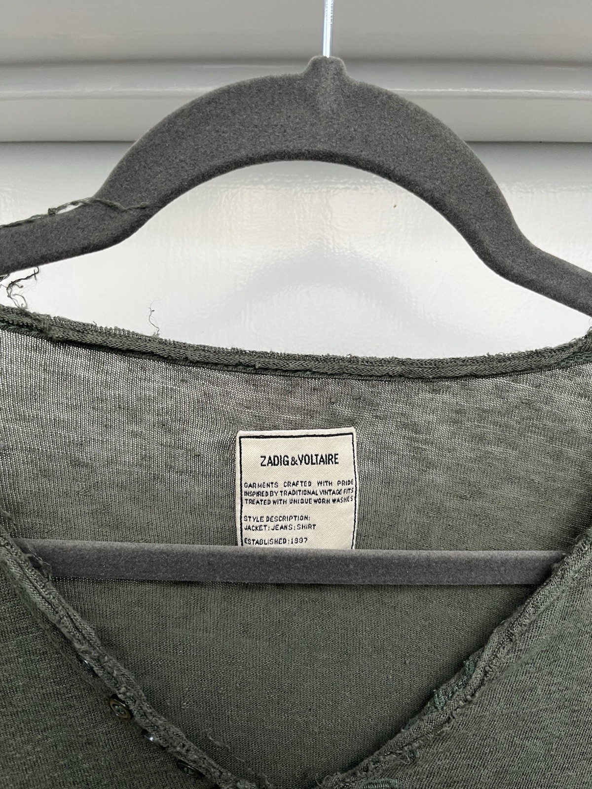 ZADIG & VOLTAIRE Monastir ML Gray Green Long Sleeve T-Shirt Size S Linen gallery