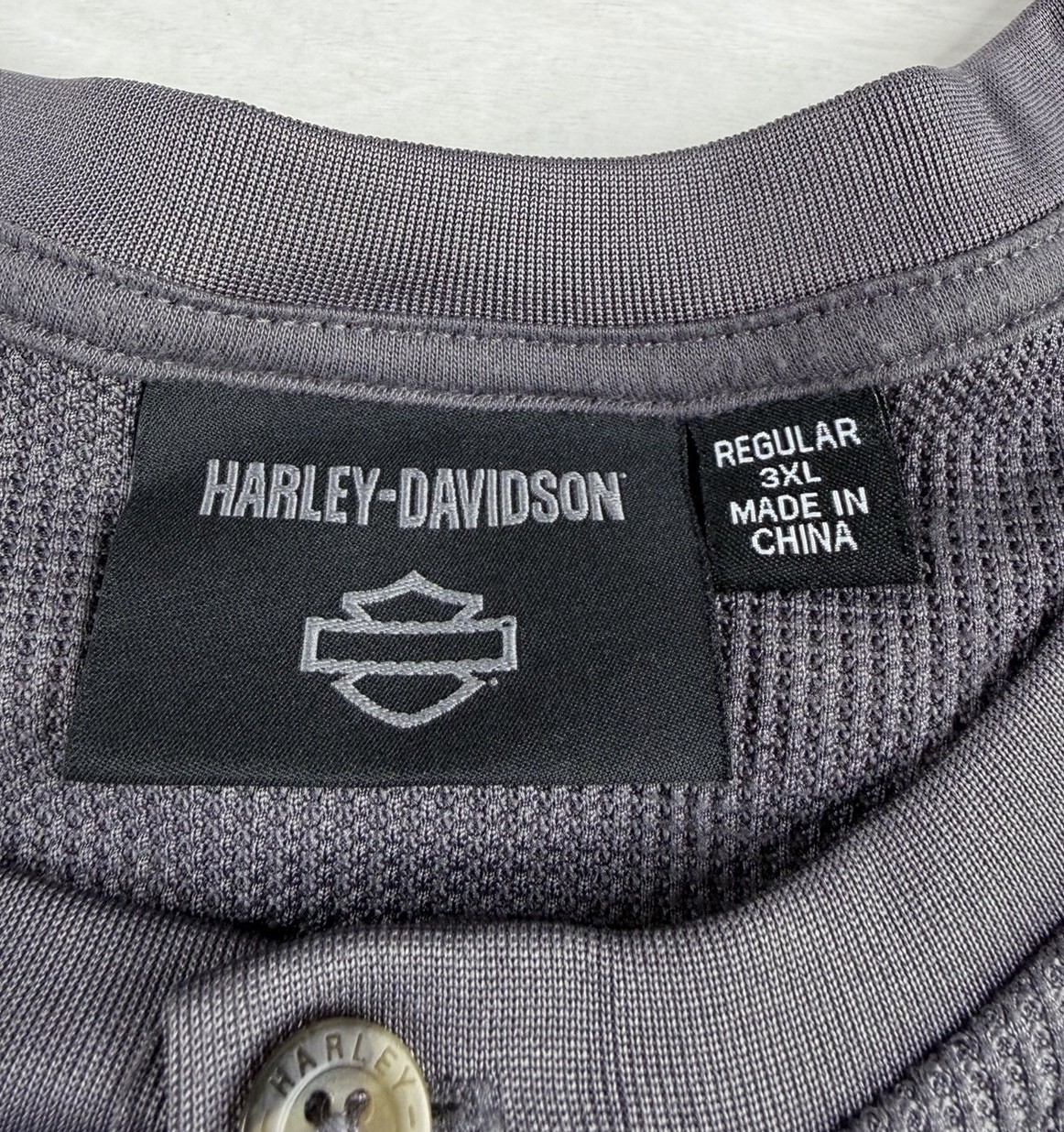 Harley Davidson Thermal Henley Shirt Gray Long Sleeve Embroidered Mens 3XL EUC gallery