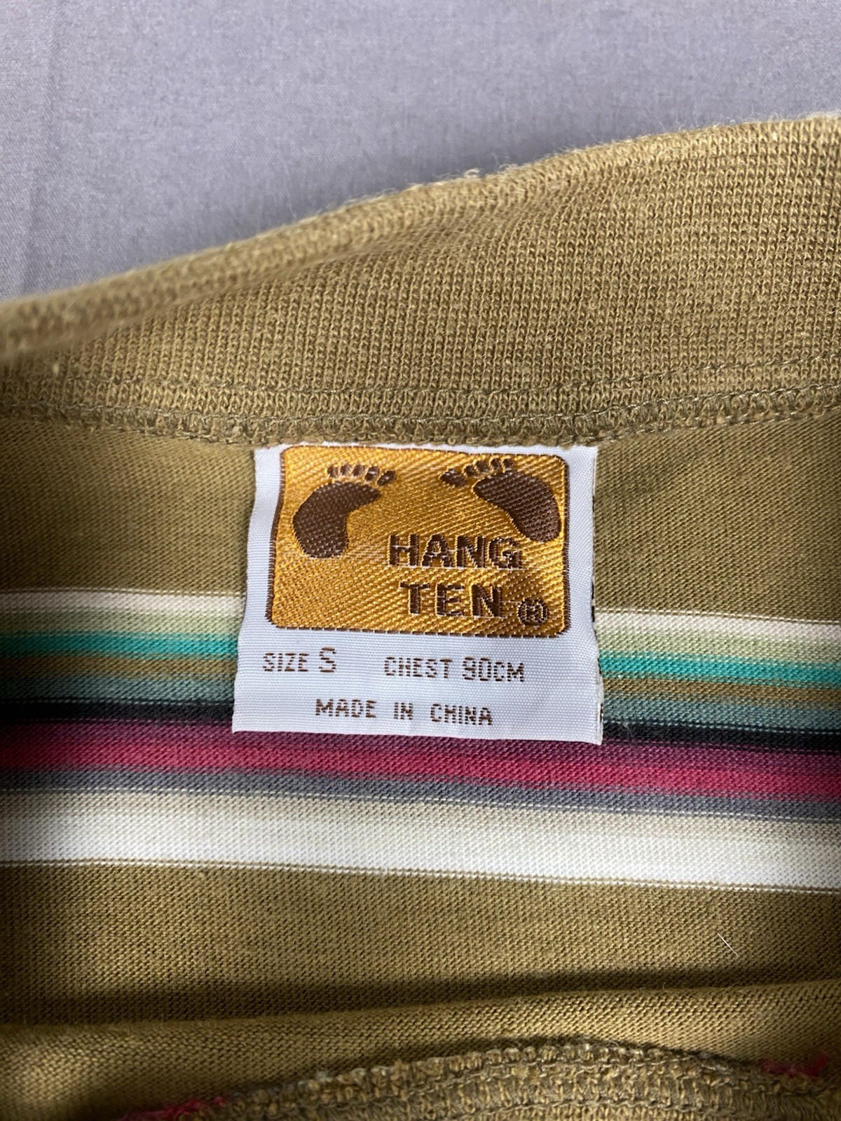 Vintage Hang Ten T Shirt Mens Small Multicoloured Striped Logo Casual Surf Skate gallery