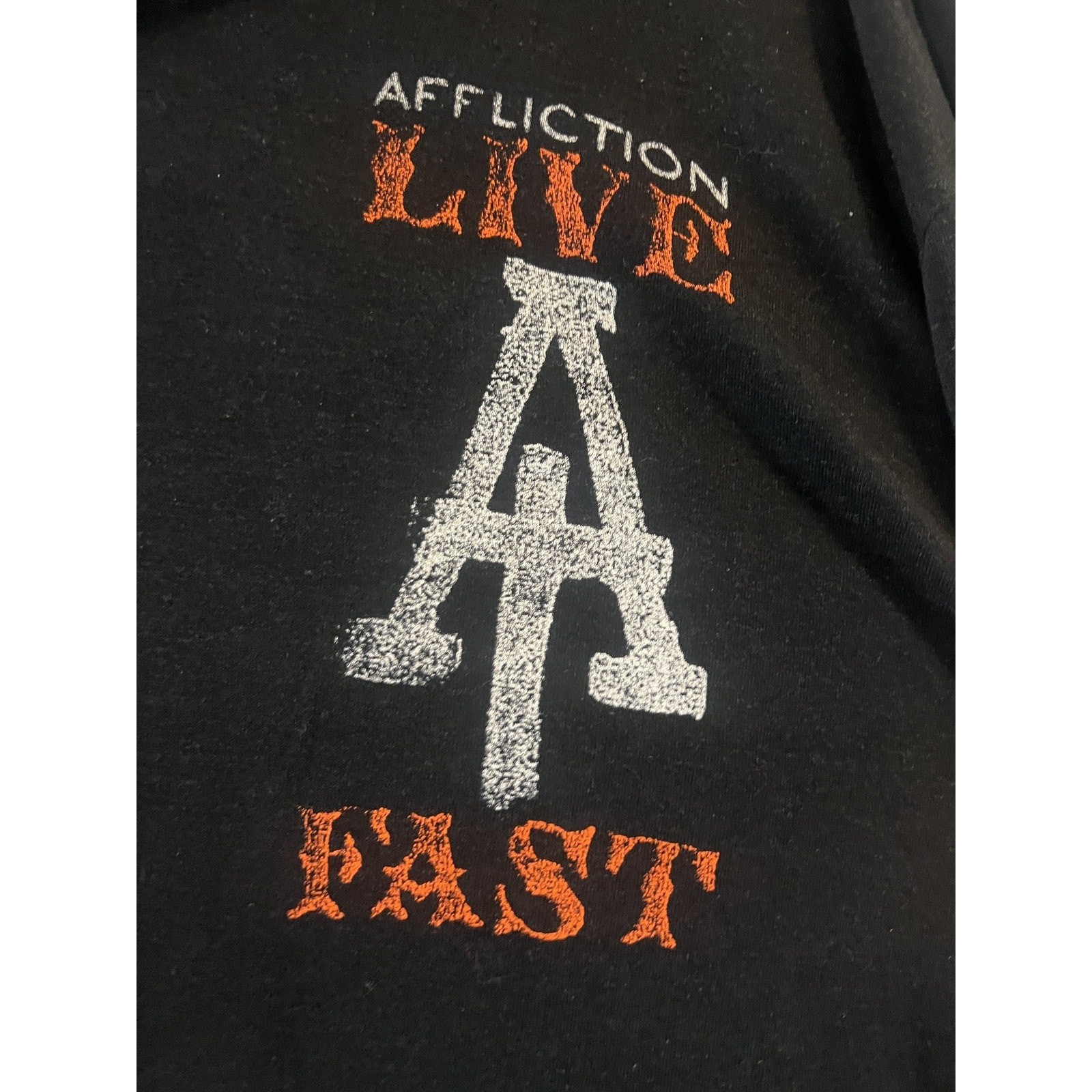 Affliction Live Fast Hooded Henley Shirt XL Skull Cross Wings Biker Goth Y2K gallery