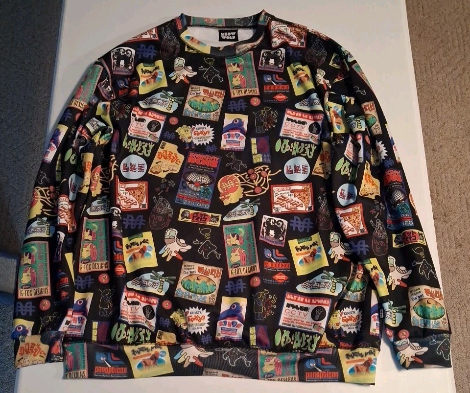 Meow Wolf AOP Sweatshirt Bright Art Pullover Crewneck Adult XL (All Over Print)