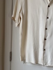 Jos A Bank Men’s 100% Silk Button Up Short Sleeve Cream Ivory Shirt Large
