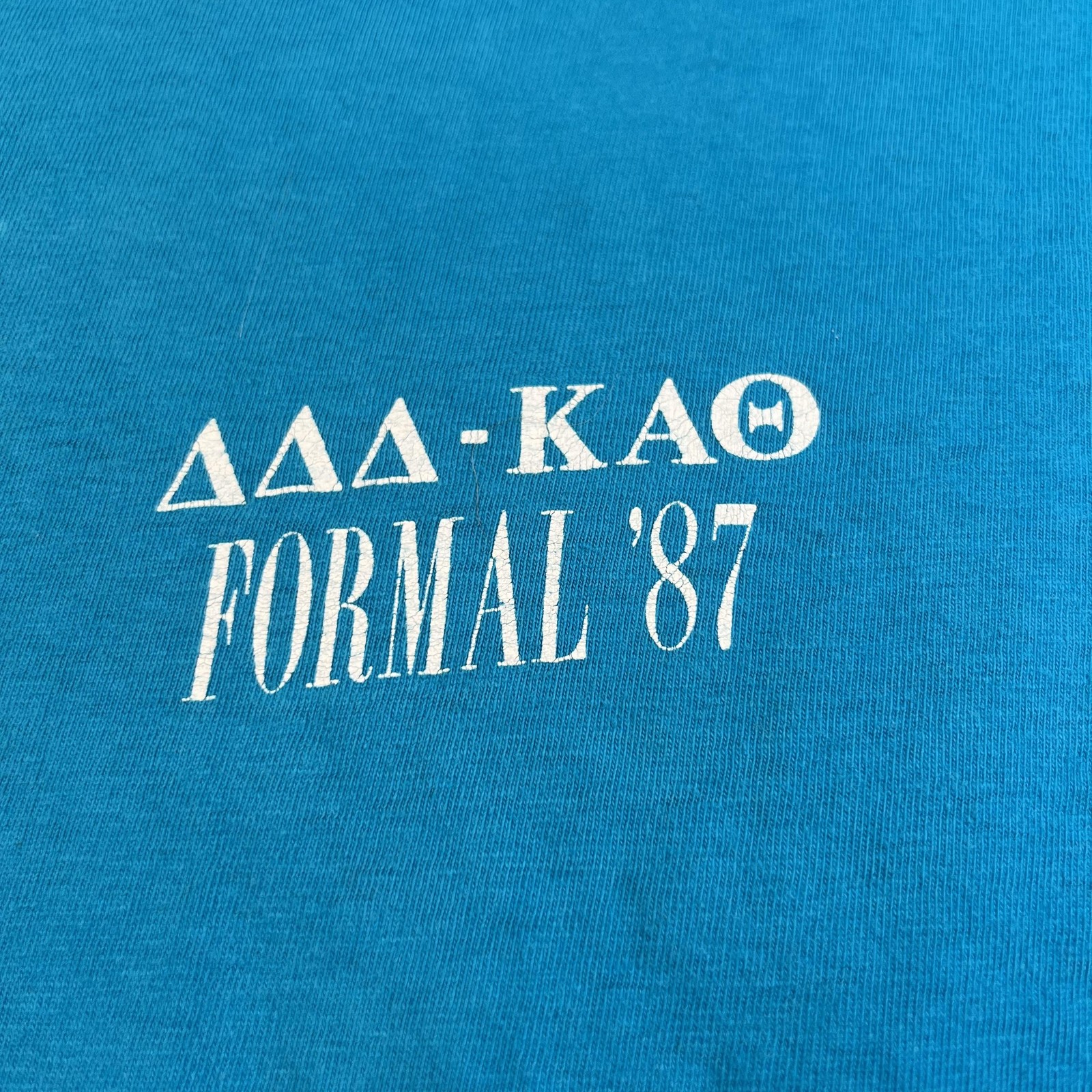 Vintage Hanes Shirt Mens XL Blue Tri Delt Theta Formal 87 Party Greek Tee USA gallery