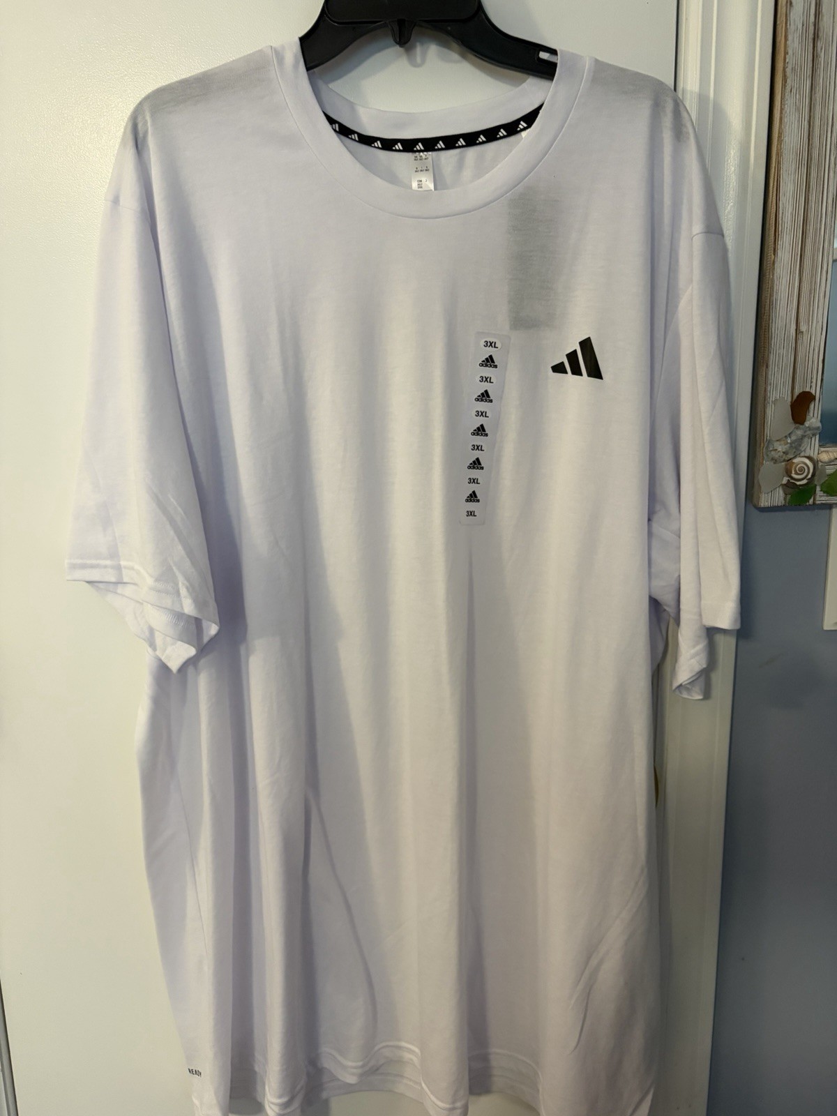 NEW! Men's Plus ADIDAS Essential T-Shirt - White w/Black Logo Size 3XL gallery