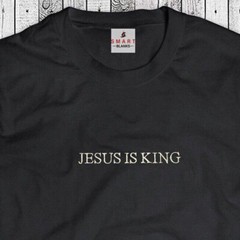 Jesus Is King Stitched T-Shirt – Embroidered Bible Christian Shirt – Gospel