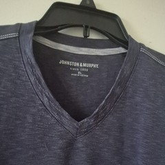 Johnston & Murphy Men’s Navy V-Neck Contrast Stitch Short Sleeve T-Shirt XL