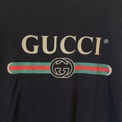 Gucci Logo Washed Print Oversized Black Cotton T Shirt Men Sz medium.