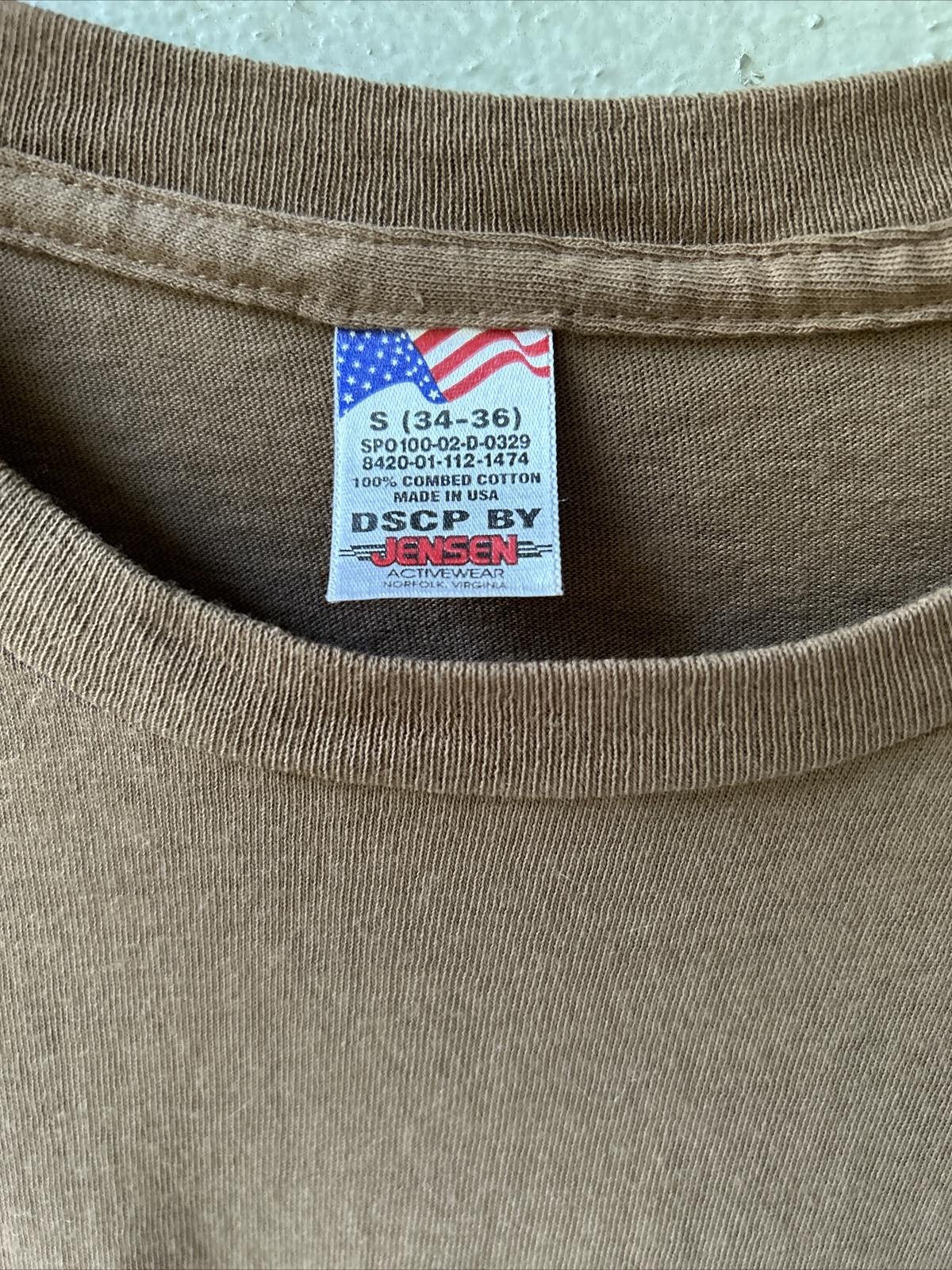 DSCP by Jensen Army Brown T Shirt Men’s Size S (34-36)~ Made In USA~ 100% Cotton gallery