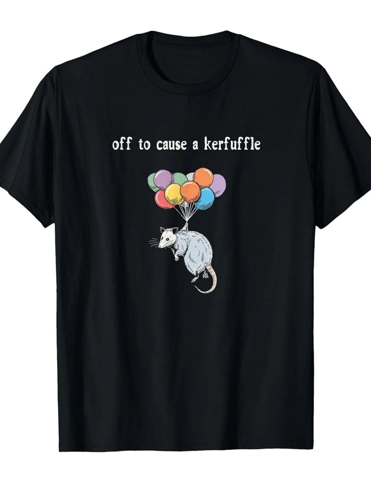 Off to Cause A Kerfuffle Funny Opossum T-Shirt – Retro Quirky Weird Animals