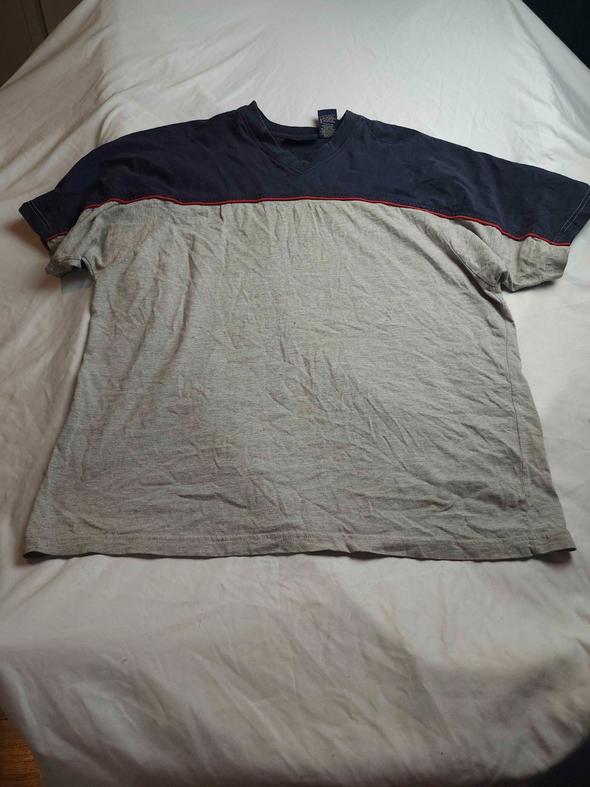 Vtg 90s Faded Glory T-Shirt Mens L Gray Colorblock Grunge Streetwear Normcore gallery