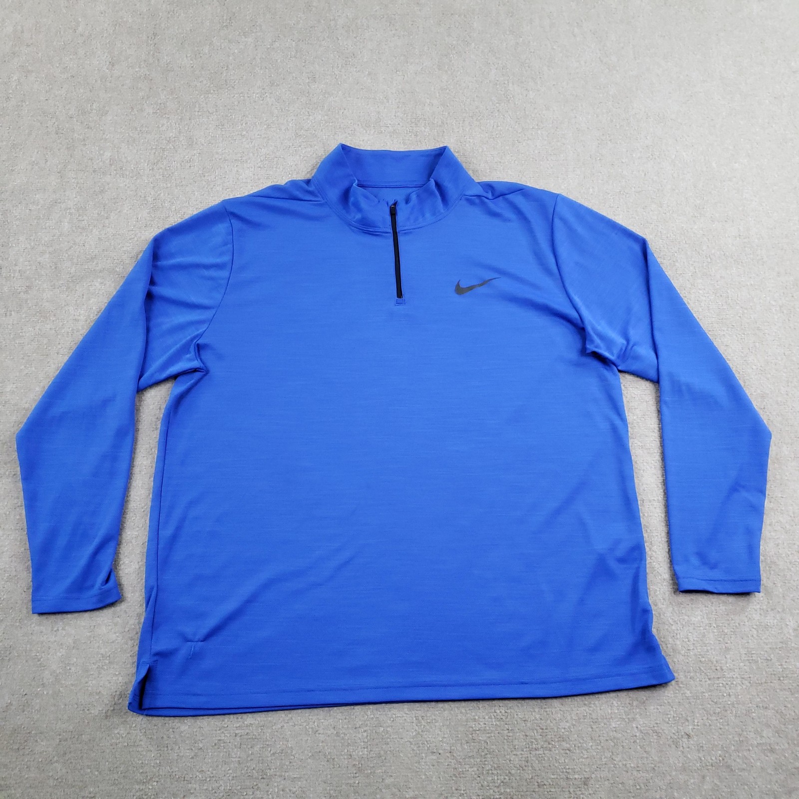 Nike Shirt Mens 2XL XXL Blue Long Sleeve 1/4 Zip pullover Mock Neck Dri-FIT Logo gallery
