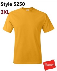 Hanes 5250 3XL Authentic Short Sleeve Men’s Cotton T-Shirt Gold Pit to Pit 27.5″