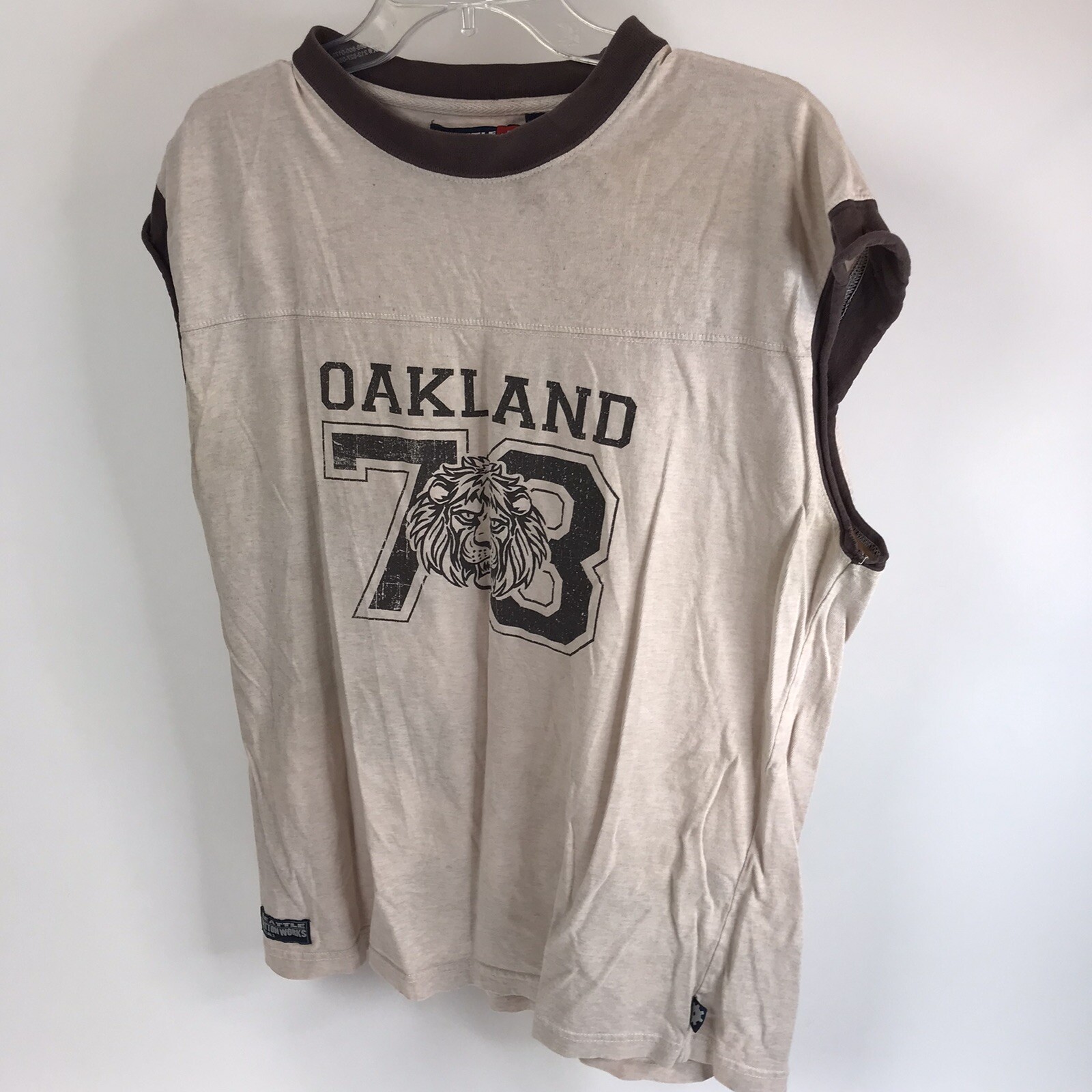 Vintage Shirt Oakland Lion 73 T-shirt Seattle Cotton Works Ringer L Muscle Tee gallery
