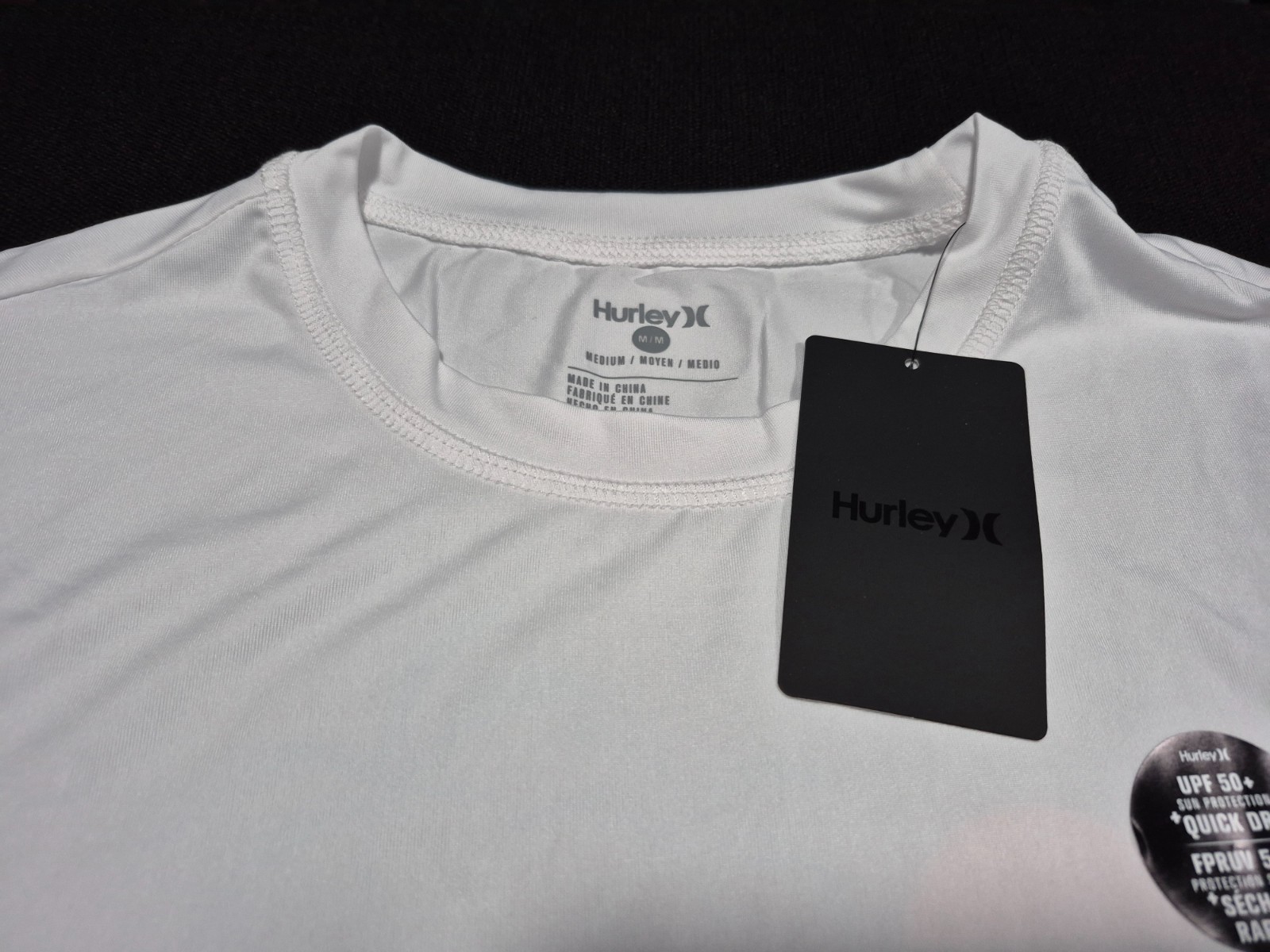 Hurley Mens Double Palm LS Polyester Summer Sunshirt White SZ Medium gallery