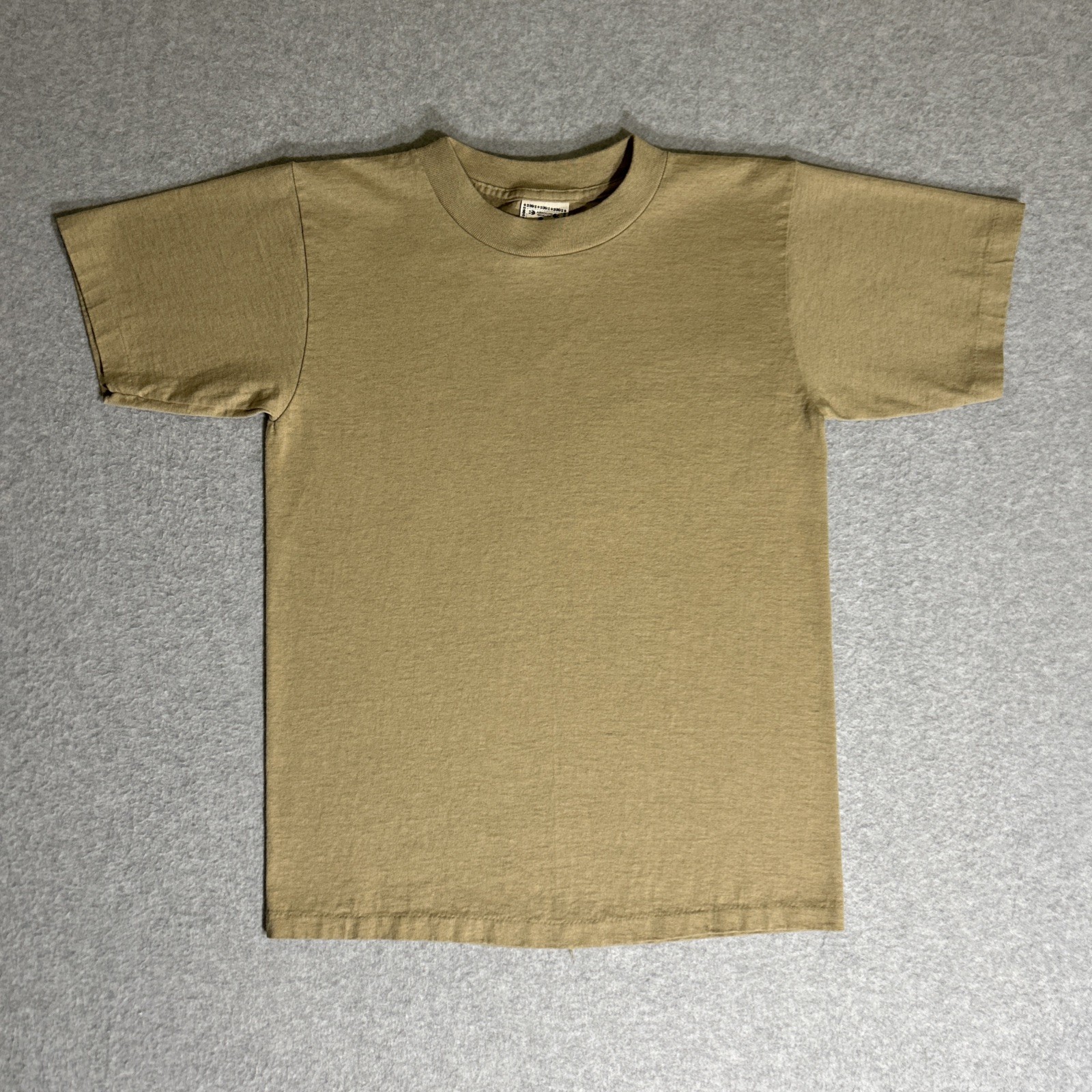 Vtg. 80s/90s Alore Single Stitch Blank Tan T-Shirt Small Made in USA Slub Cotton gallery