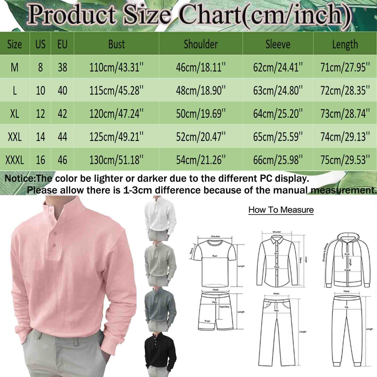 Men Button High Neck Stand Collar Solid Blouse Long Sleeve Top Cotton Shirt gallery