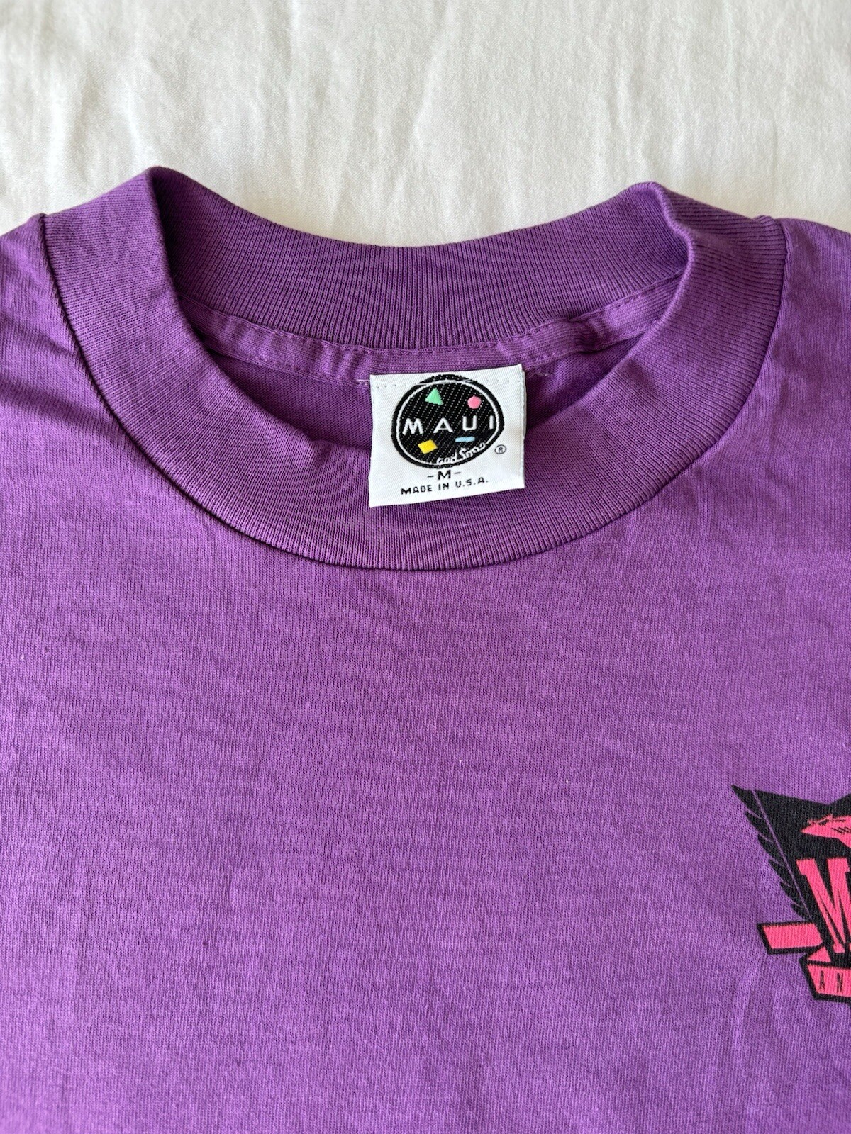 Maui And Sons Shirt Men Medium Purple Shark Neon Surf Skate Single Stitch 90s gallery