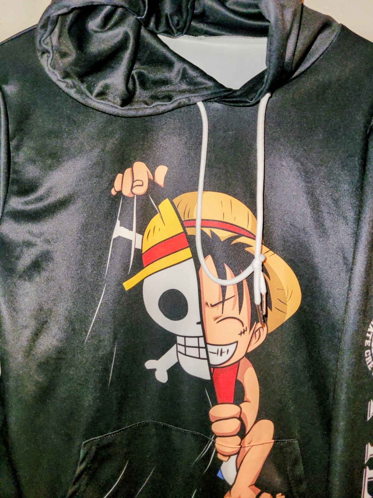 One Piece Anime Luffy Straw Hat Hoodie Graphic Sleeves Men's L gallery