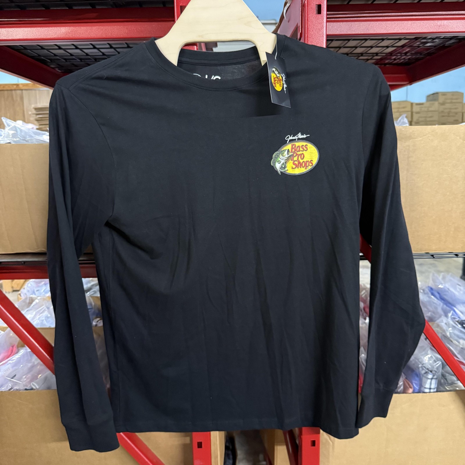 Bass Pro Shops Shirt Mens Large Black Johnny Morris Long Sleeve Tee NEW! gallery