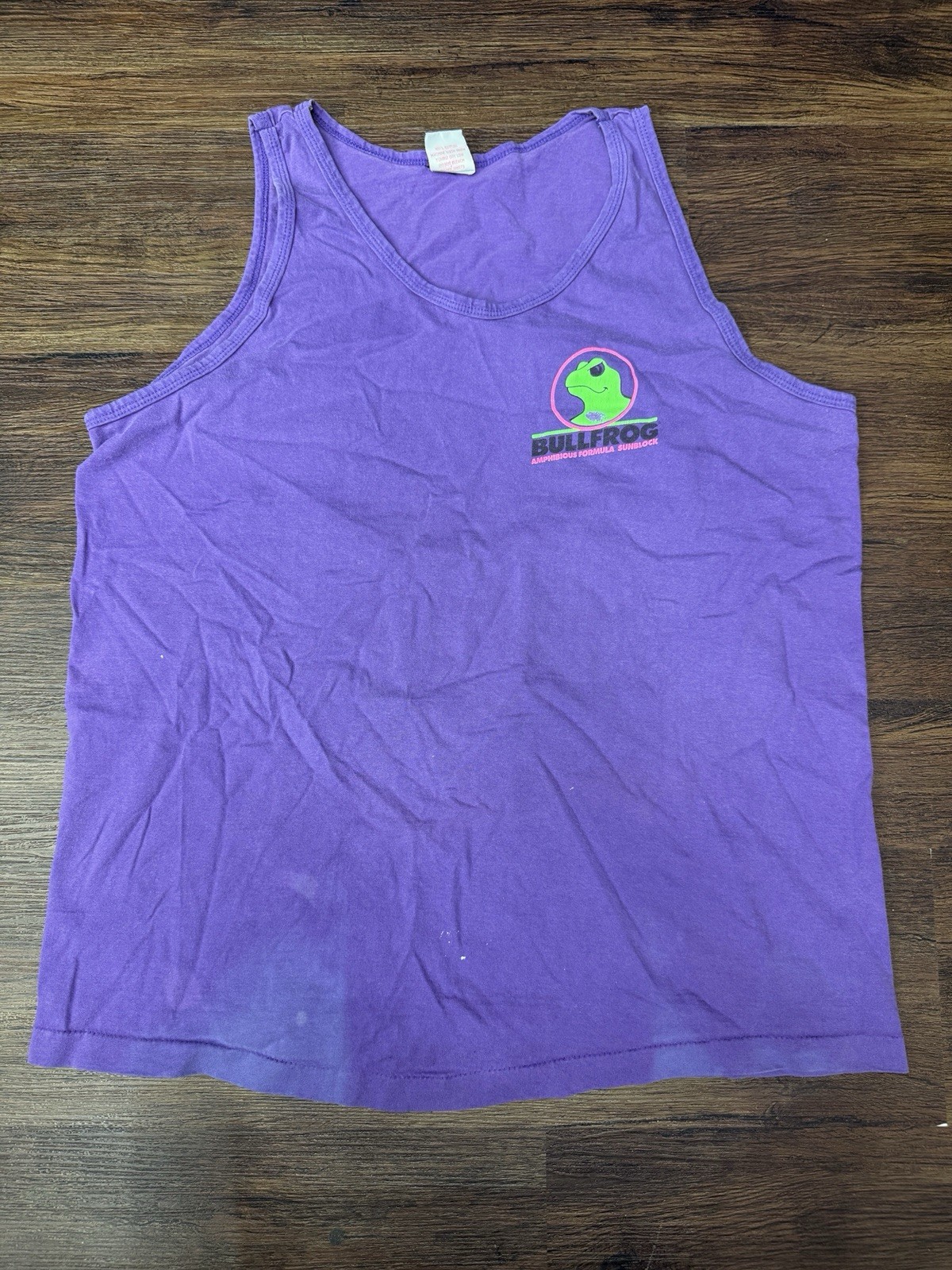 Vtg 90s Bullfrog Amphibious Formula Sunblock Hunt Distressed Tshirt Size XL gallery