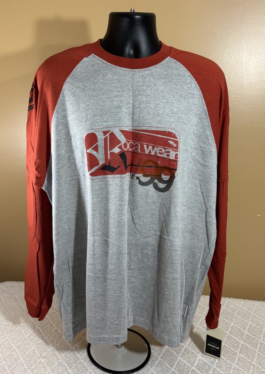 NEW Vintage Rocawear 99 Graphic Long Sleeve Shirt Gray/Orange Men’s Size L