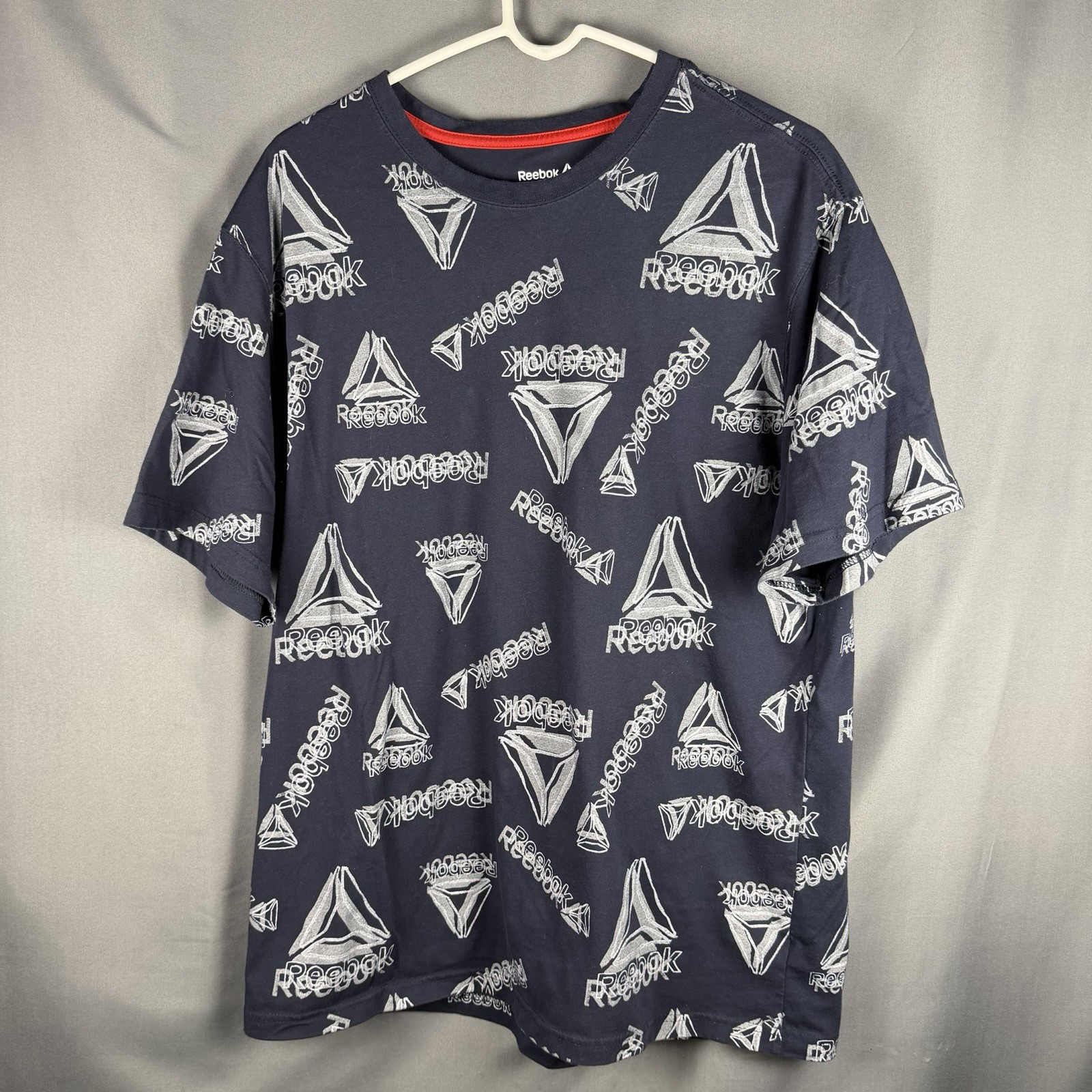 Reebok Mens T Shirt 2XL Blue AOP Graphic Tee Short Sleeve Skater Sports Classic gallery