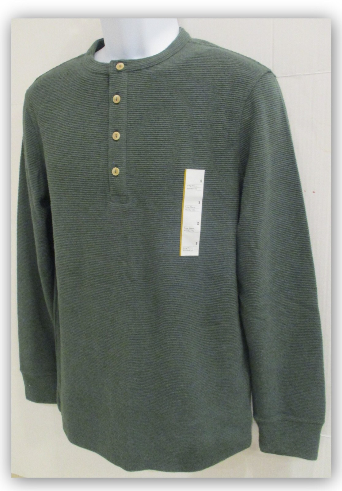 Long Sleeve Textured 4 Button HENLEY Shirts Goodfellow Tan / Brown / Green gallery