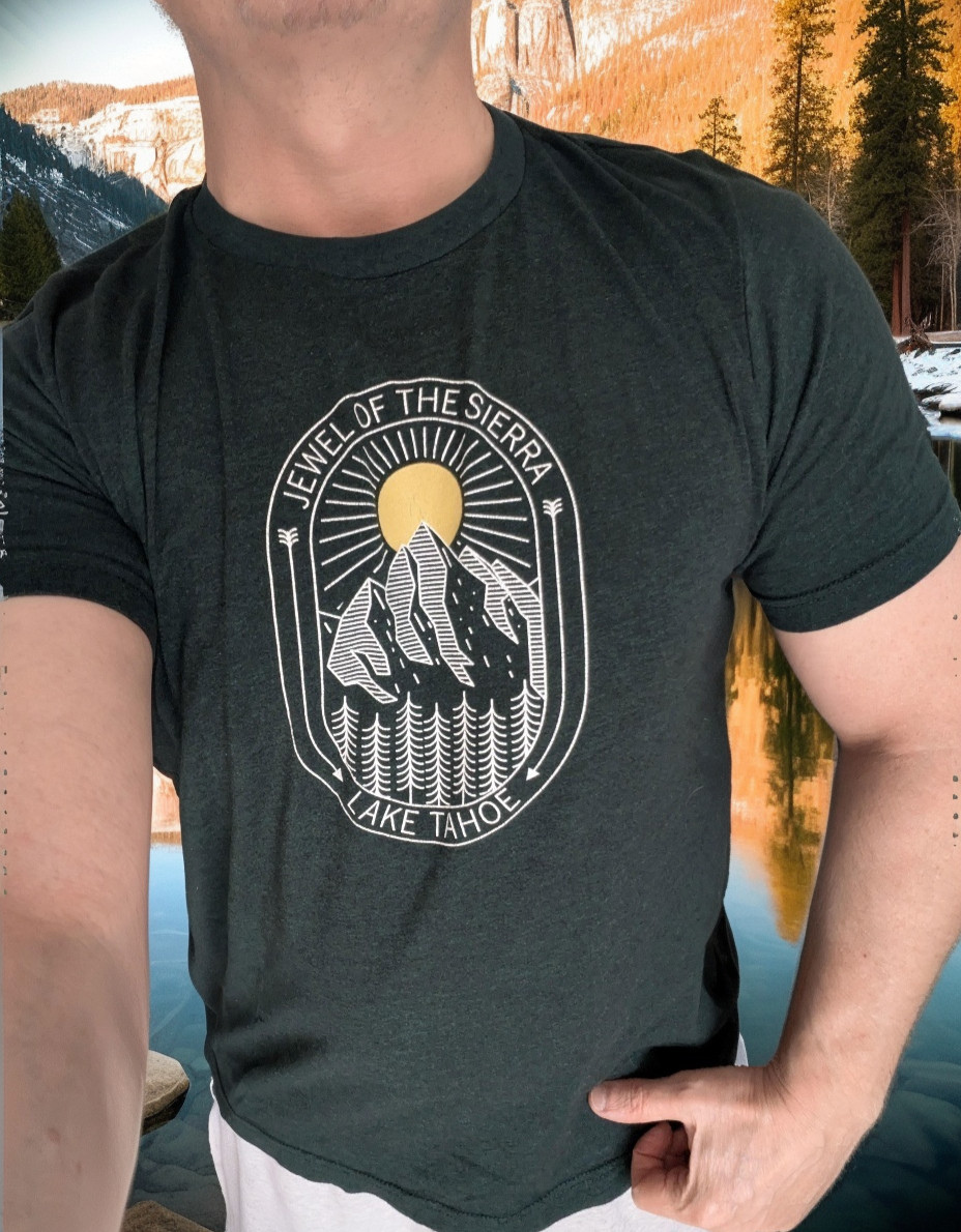 MEN’S TSHIRT: Lake Tahoe Nevada Sierra Mountains Outdoor Nature Travel MEDIUM M