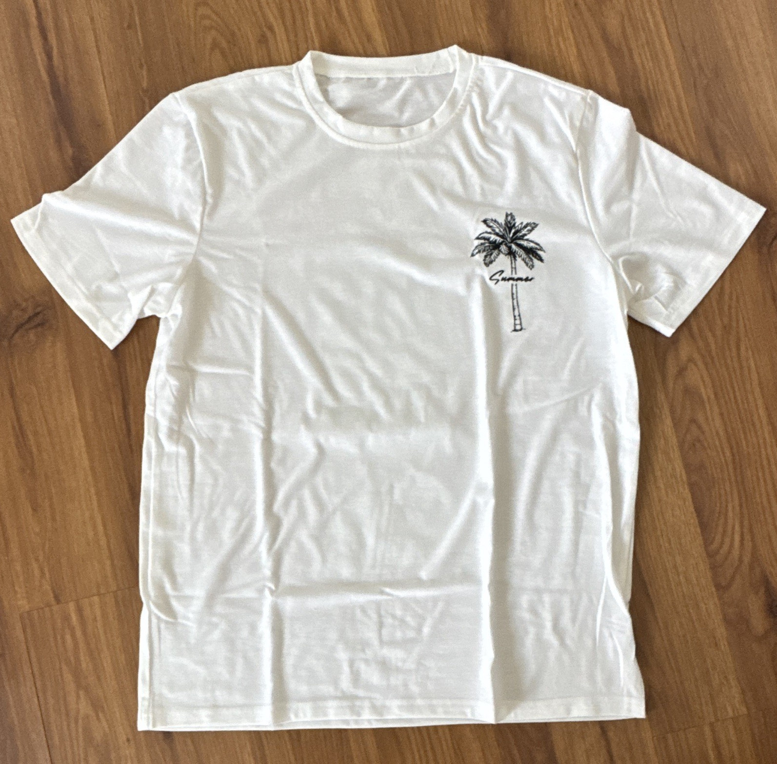 Men's White Crew Neck Short Sleeve Graphic Beach T-Shirt Polyester/Spandex S gallery