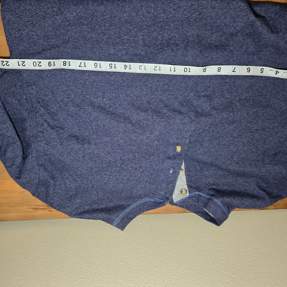Hanes Men's Long Sleeve Beefy Henley Shirt - Heather Navy- size XL gallery
