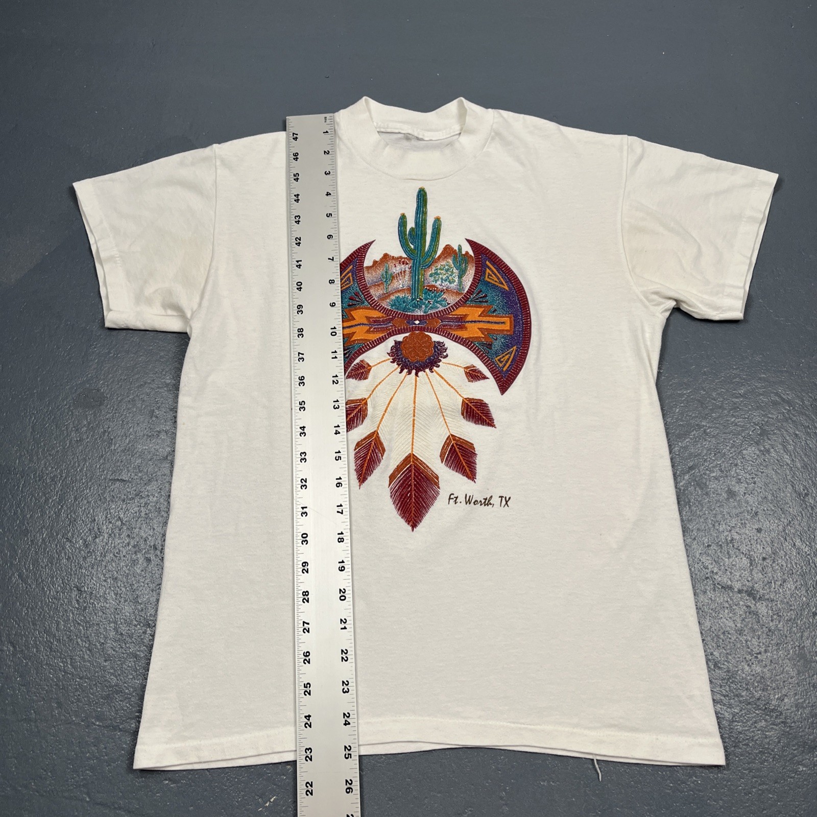 Vintage 90s Fort Worth Texas Single Stitch Tshirt White Medium Desert VTG USA gallery