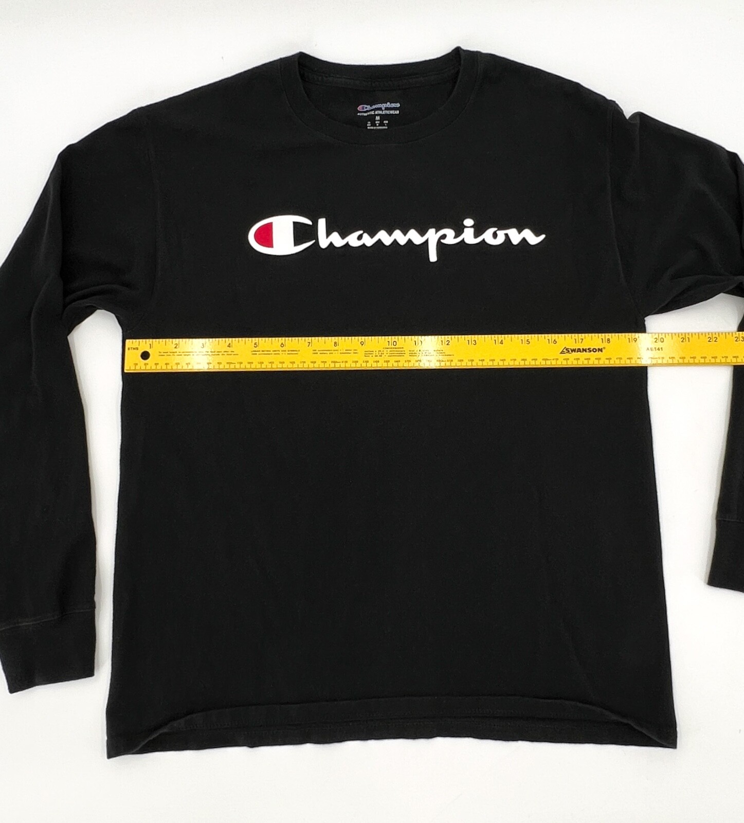 Champion Shirt Men Teens Medium Black Long Sleeve Pull on Logo gallery