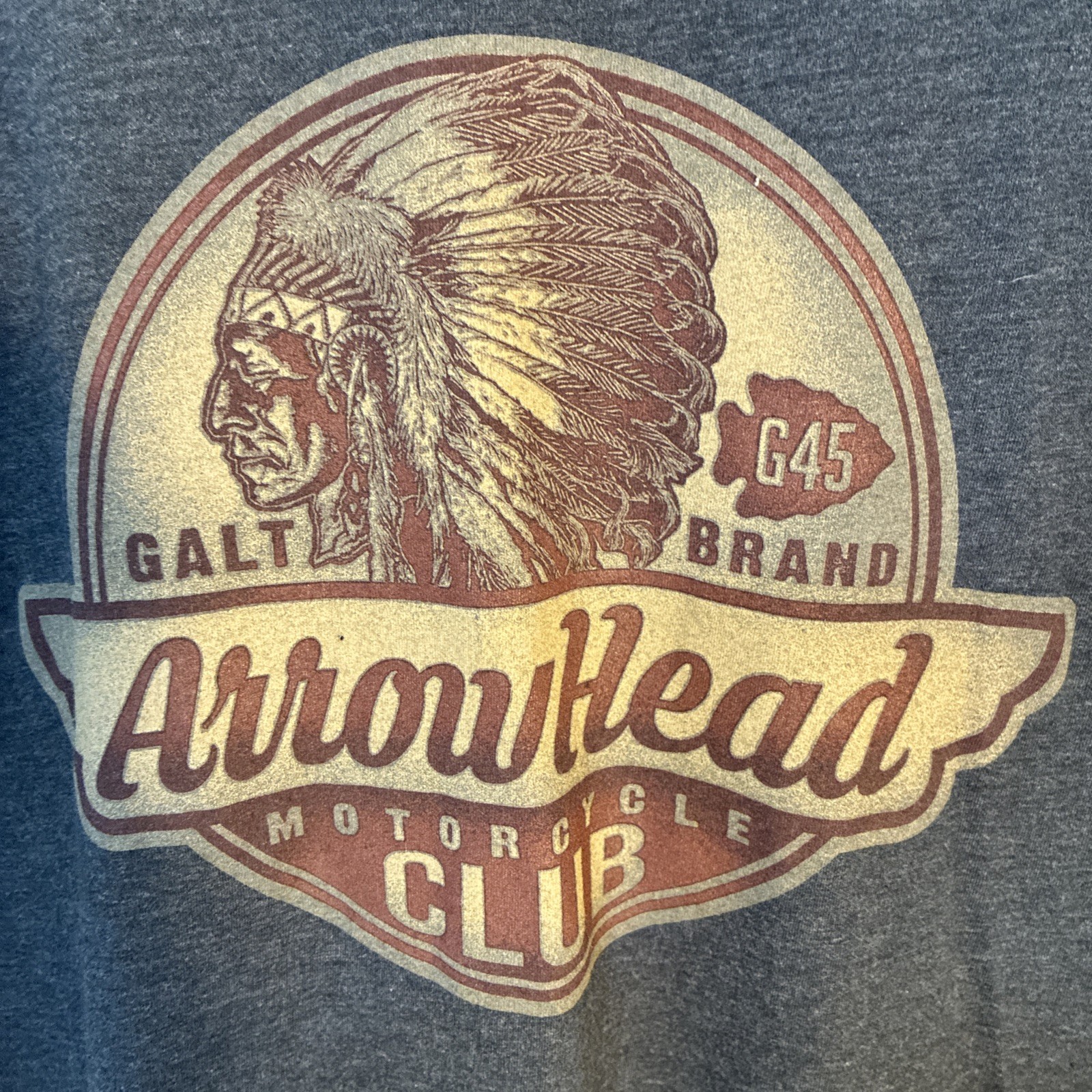 Mens Arrowhead Motorcycle Club Tshirt , Sz XL, Grey, Crew Neck Short Sleeves