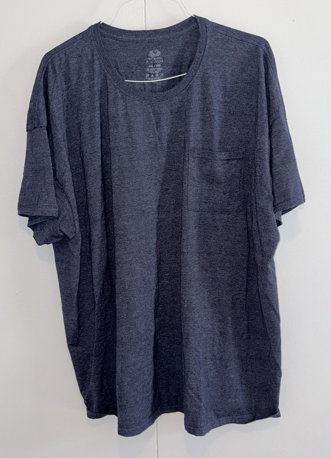 Fruit of the Loom Platinum T Shirt Men’s 3XL Blue Heather Pocket Tee gallery