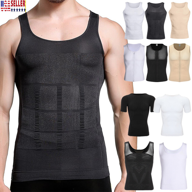 Mens Vest Tops Slimming Body Shaper Corset Abdomen Compression Exercise Sports gallery