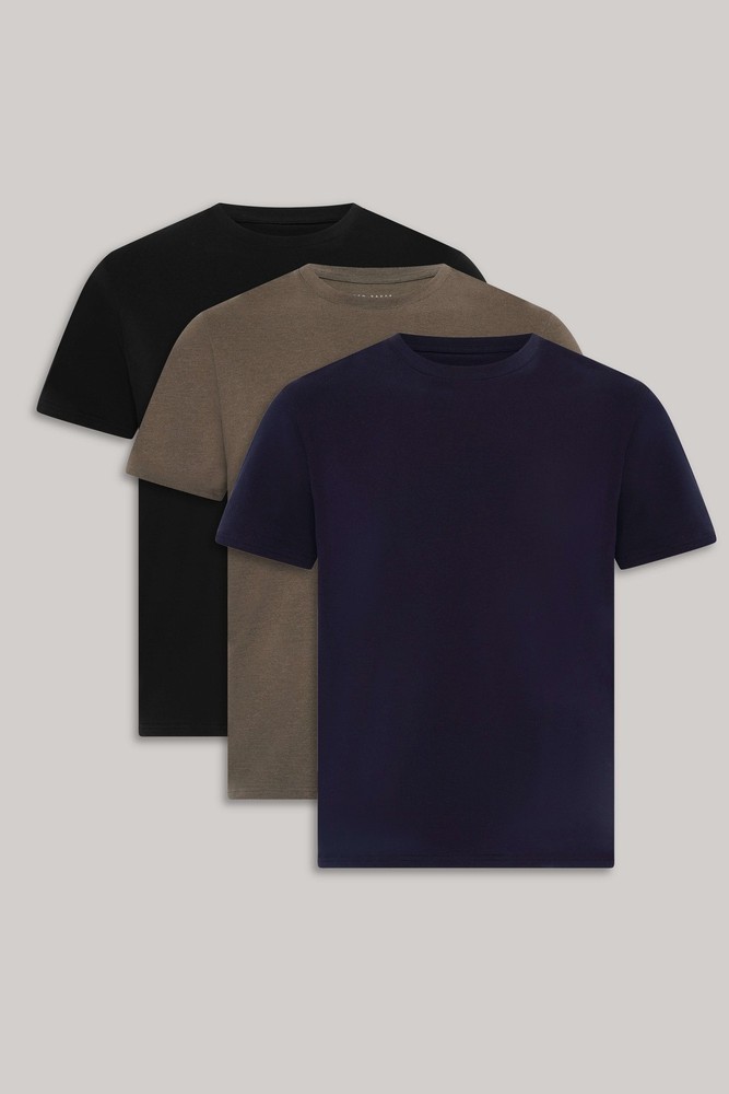 Ted Baker 3-Pack Lounge Crew Neck T-Shirts – Olive/Black/Navy