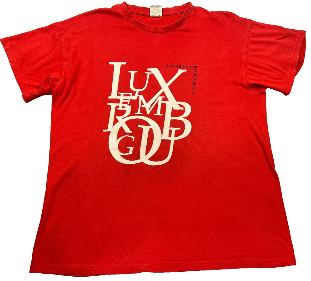 B&C Collection Luxembourg Scrambled Spell Out T Shirt Adult Large Red Tee