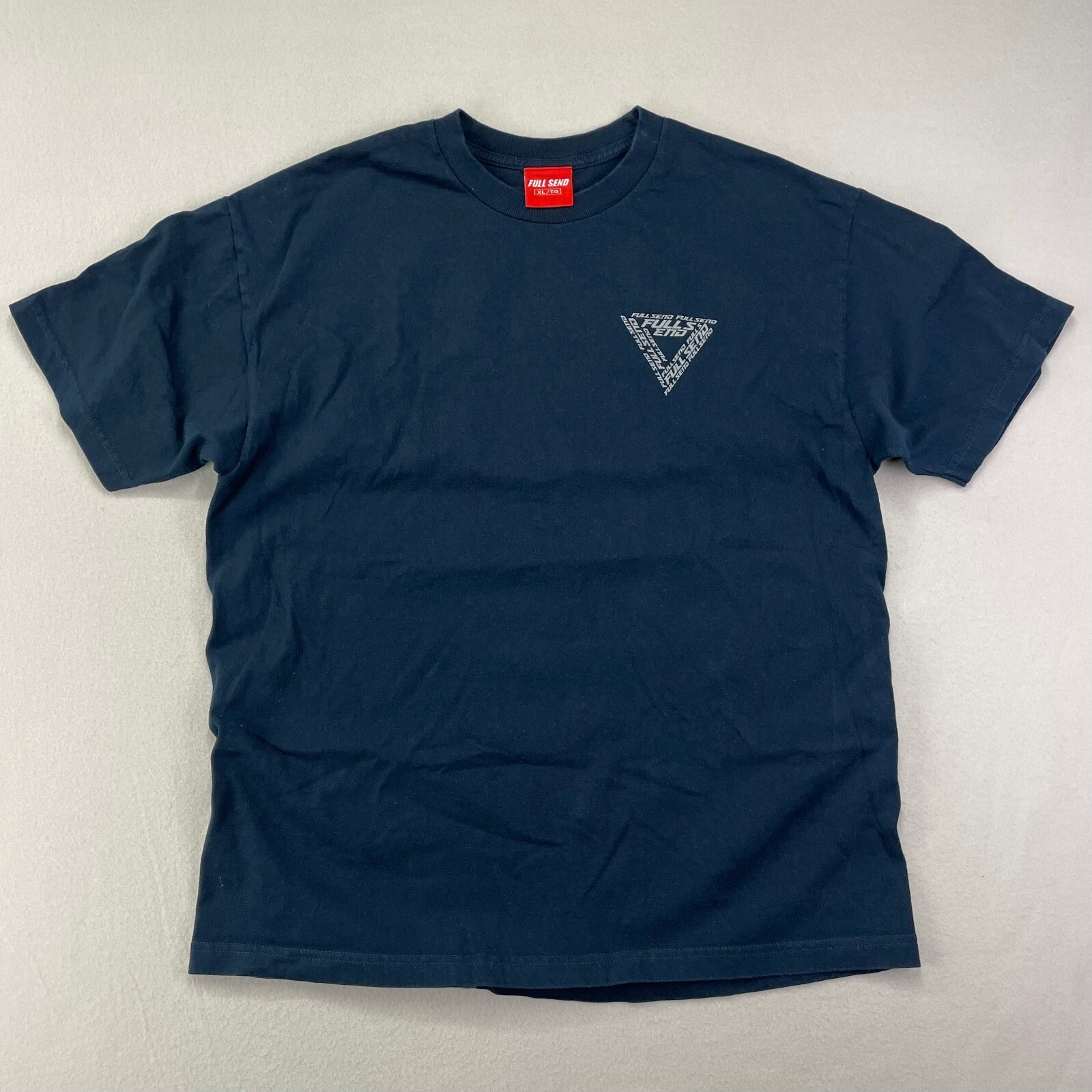 FULL SEND Nelk Boys T-Shirt Mens XL Dark Navy Triangle Graphic Spell-Out Tee